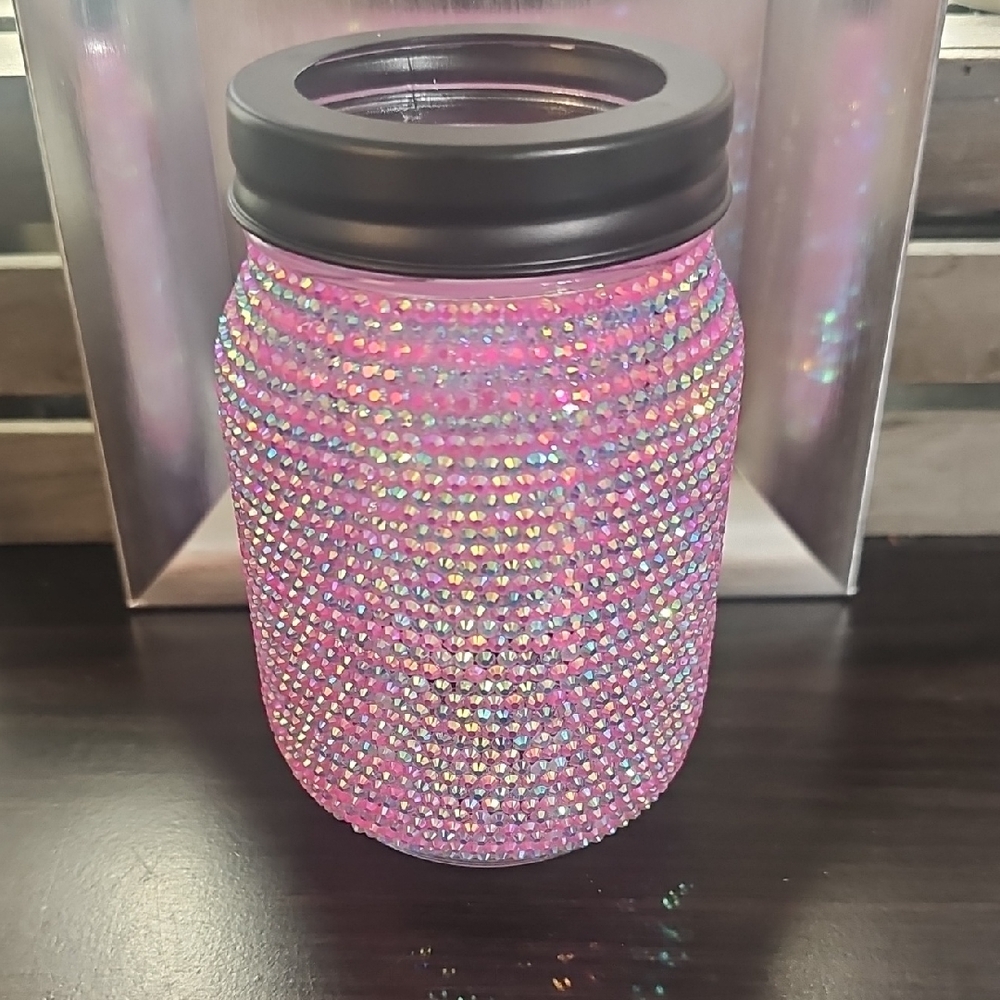 BEDAZZLED Sparkling Pink & Blue Rhinestone Jar